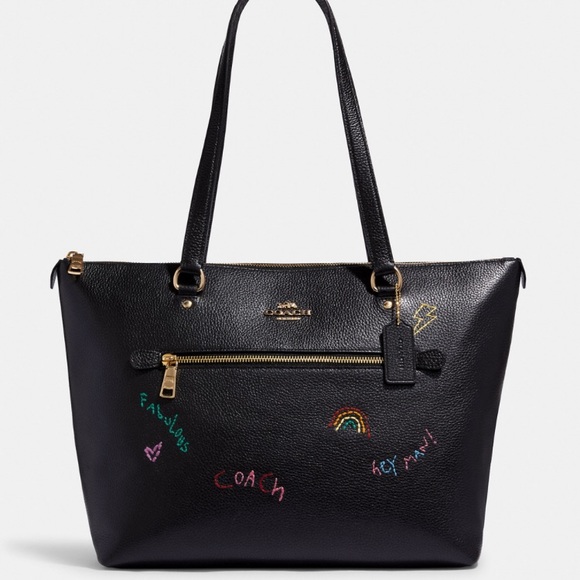 Coach Gallery Tote With Diary Embroidery black NWT - Picture 2 of 8